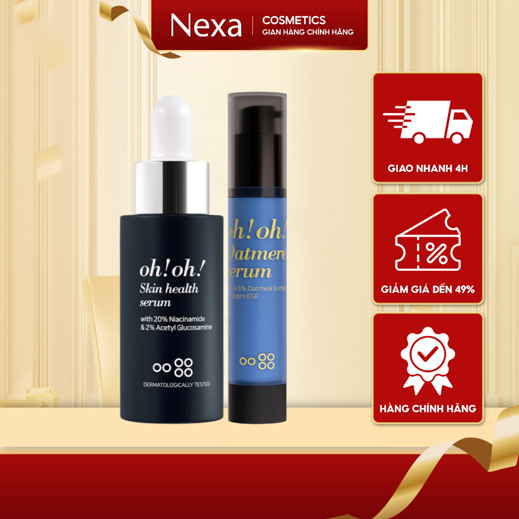 Bộ đôi tinh chất làm dịu & phục hồi da ohoh Skin Health Serum 30ml & ohoh Oatmere Serum 25ml