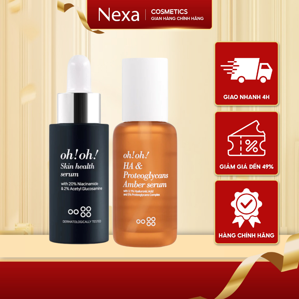 Bộ đôi phục hồi sức khỏe & cấp ẩm đa tầng ohoh Skin Health Serum 30ml & ohoh HA Amber Serum 30ml