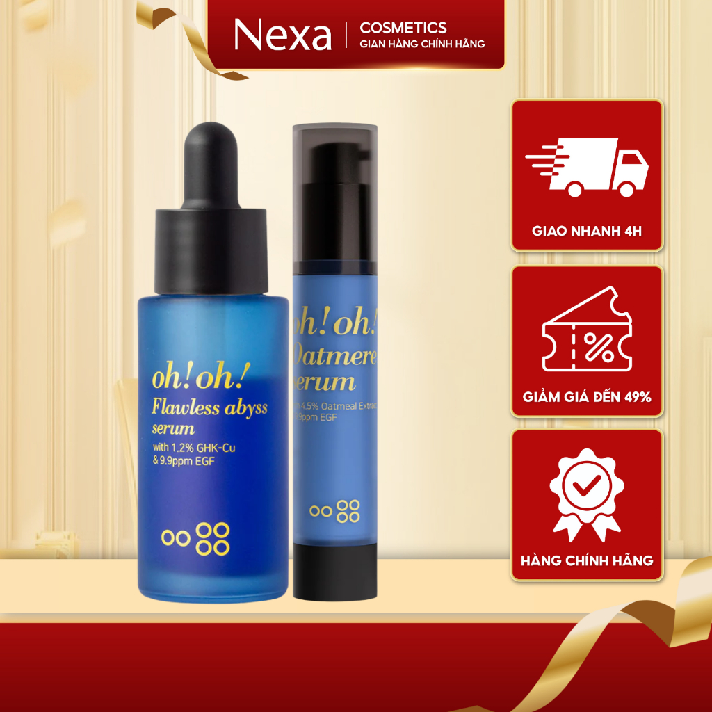 Bộ đôi phục hồi mạnh mẽ đa tác động ohoh Oatmere Serum 25ml & ohoh Flawless Abyss Serum 15g