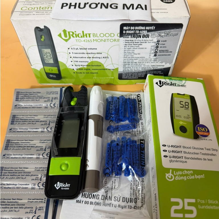 Máy đo đường huyết Uright TD-4265 tặng kèm 25 que thử