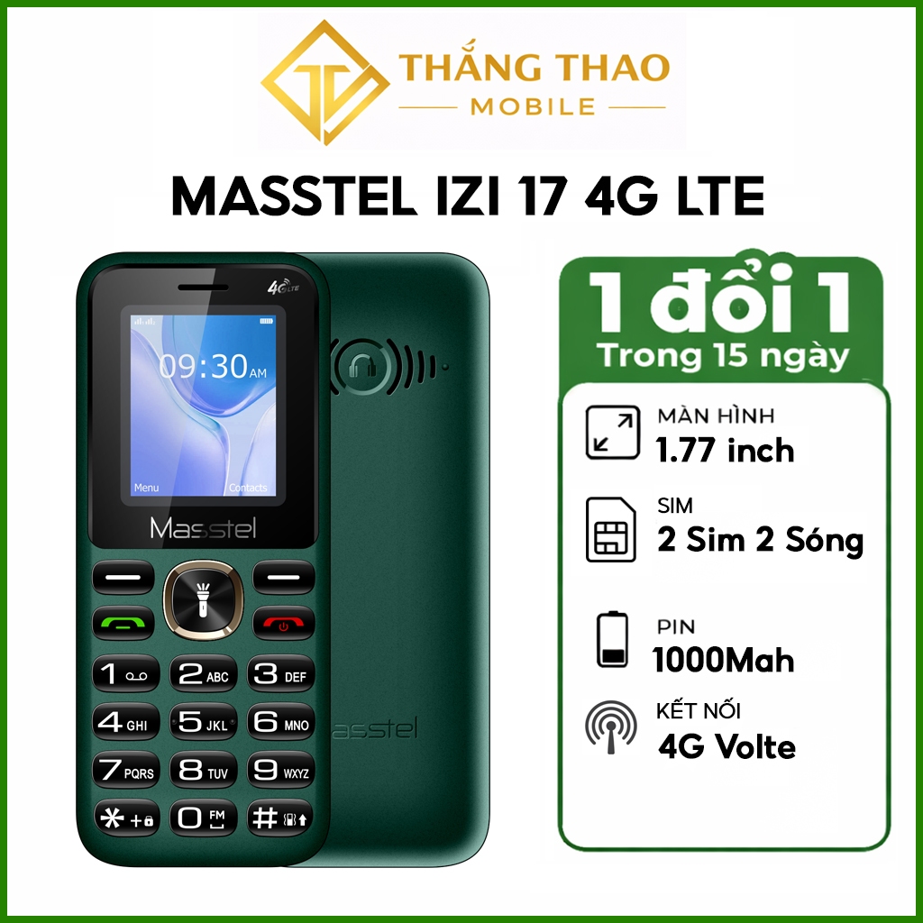 Điện thoại Masstel izi 16 4G(LTE) - Bàn phím nổi, Fm không dây - Hàng chính hãng