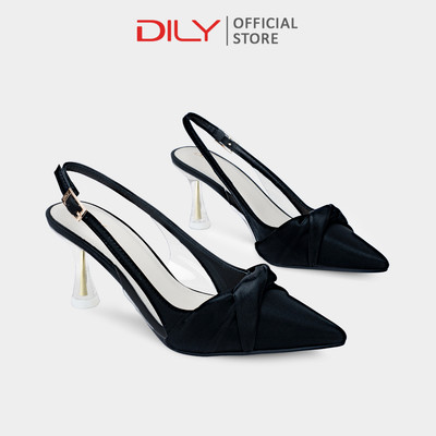Giày cao gót slingback DILY mũi nhọn cách điệu, gót trong suốt cao 7cm DL0621