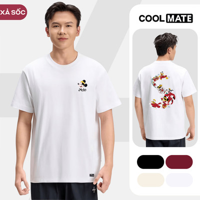 [MUA 2 GIẢM 5%][BST 2026]Áo thun nam nữ cotton 100% 220gsm IN Mickey Vui Xuân Áo đôi Coolmate