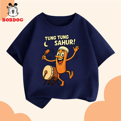 Áo phông cho bé trai BOBDOG chất liệu cotton in hình TUNG TUNG TUNG SAHUR cho bé