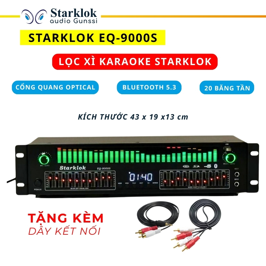 Lọc xì Starklok EQ-9000s, Lọc xì Equalizer Thiết Bị Lọc Âm Thanh Hát Karaoke, Giúp Tiếng Bass Mạnh M