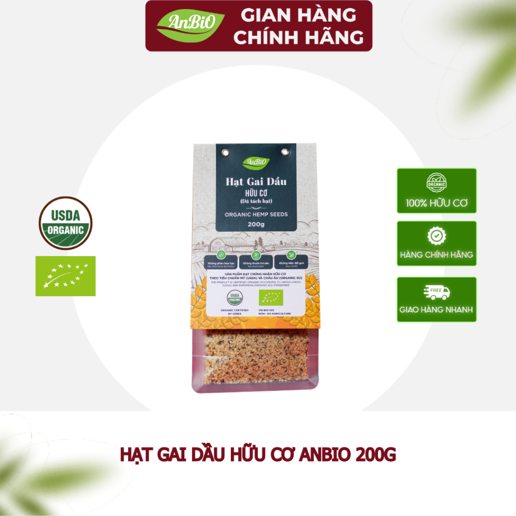 {CHÍNH HÃNG ANBIO} Hạt gai hữu cơ Anbio 200g- Chứng nhận hữu cơ USDA &EU