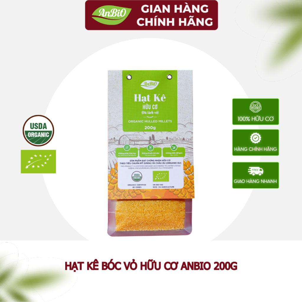 {CHÍNH HÃNG ANBIO} Hạt kê hữu cơ Anbio 200g - Chứng nhận hữu cơ USDA & EU