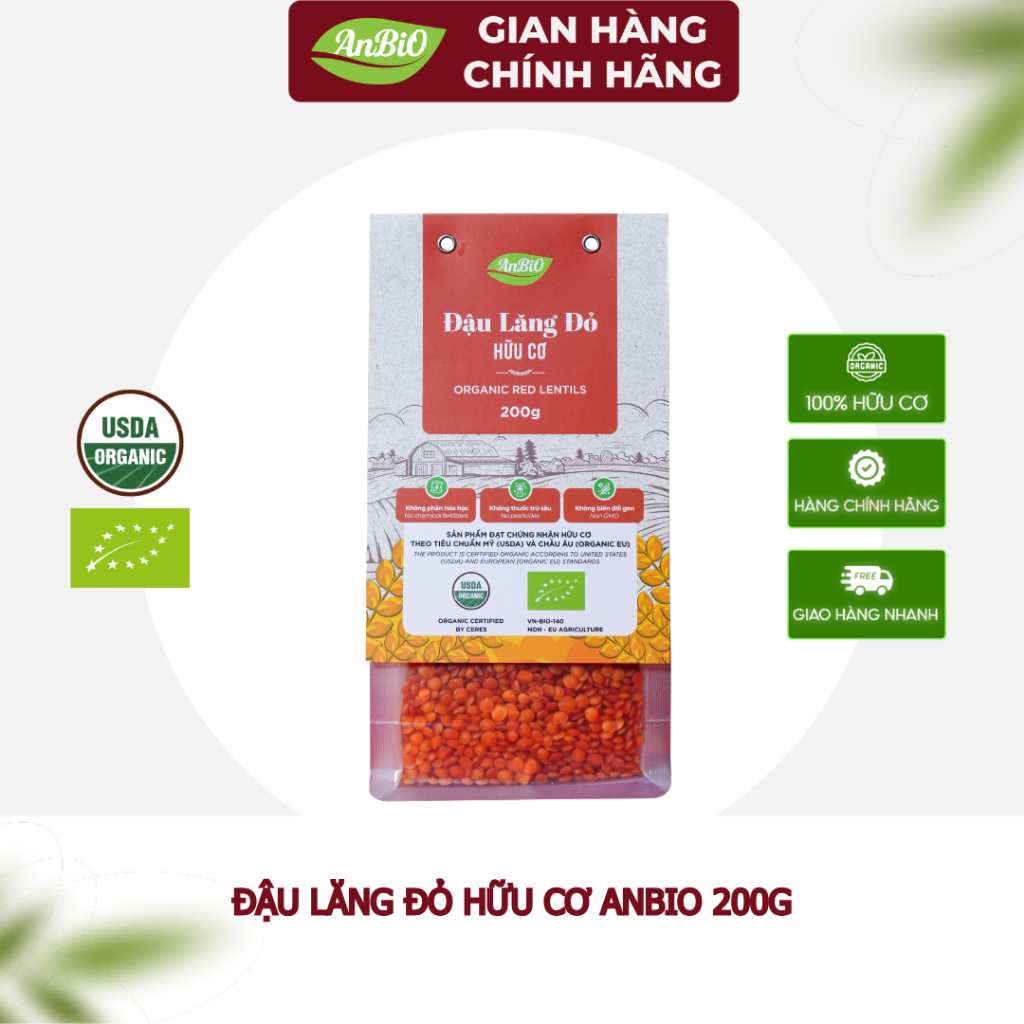 {CHÍNH HÃNG ANBIO} Đậu lăng đỏ hữu cơ Anbio- Chứng nhận hữu cơ USDA & EU