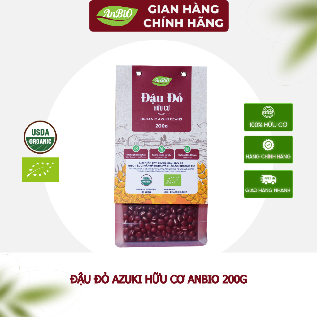{CHÍNH HÃNG ANBIO} Đậu đỏ hữu cơ Anbio 200g - Chứng nhận hữu cơ USDA &EU