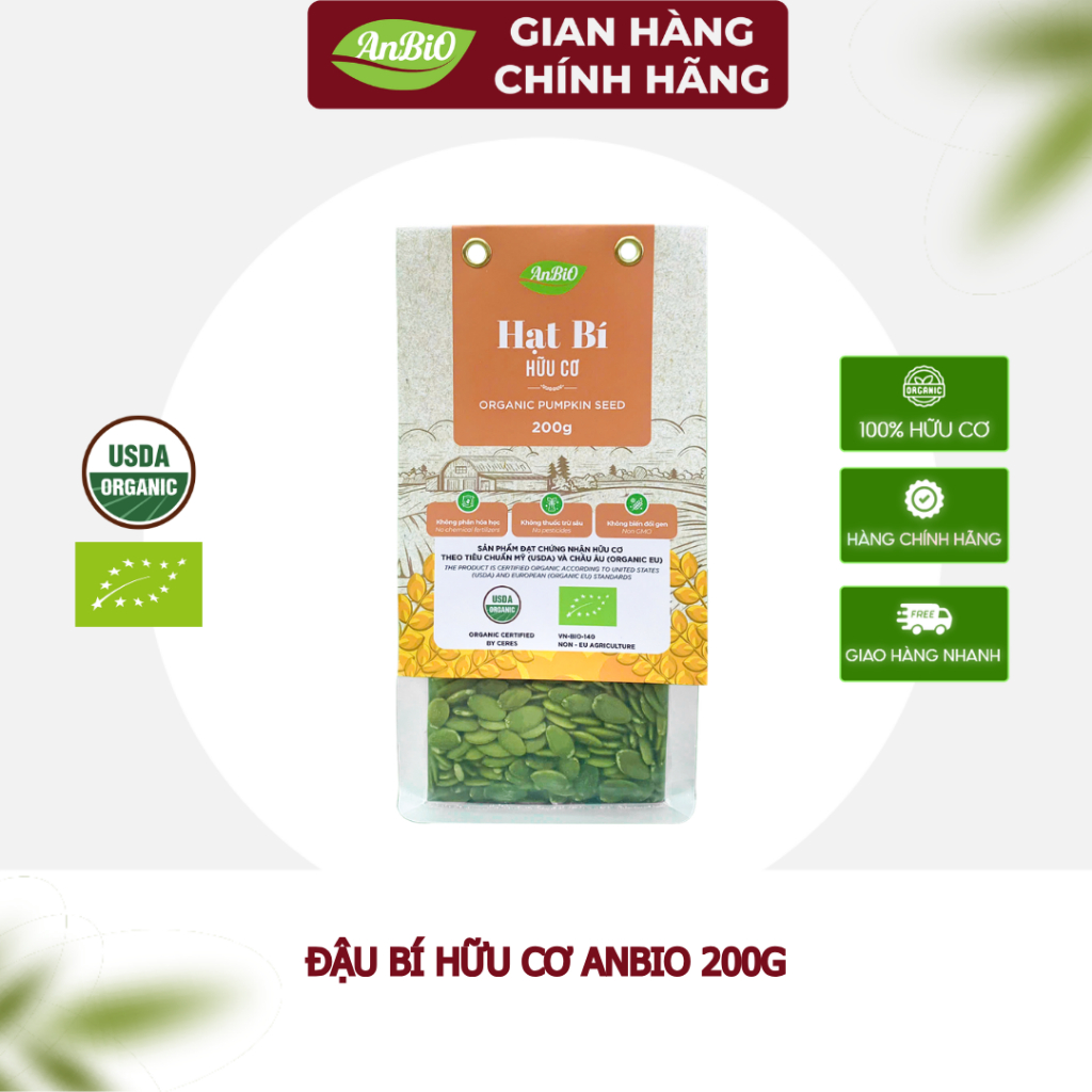 {CHÍNH HÃNG ANBIO} Hạt bí hữu cơ Anbio 200g- Chứng nhận hữu cơ USDA & EU