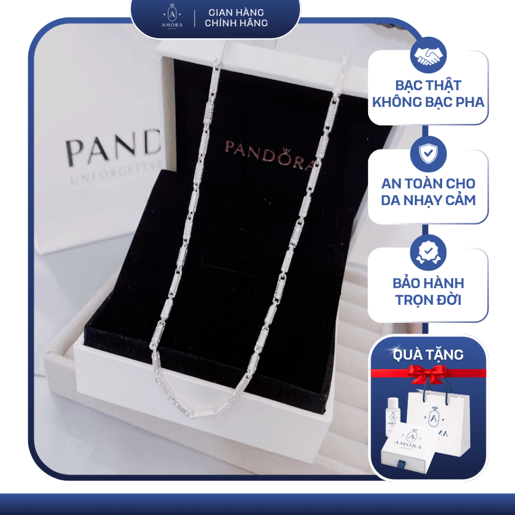 Dây chuyền nam AMORA dạng ống tròn khắc hoạ tiết bạc ta AMORA JEWELRY DCN082