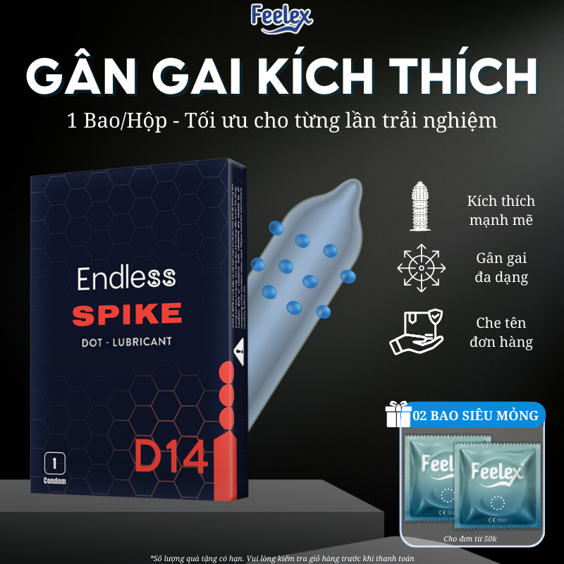 Combo 03 bao cao su Endless gân gai độc đáo, kích thích, nhiều gel bôi trơn