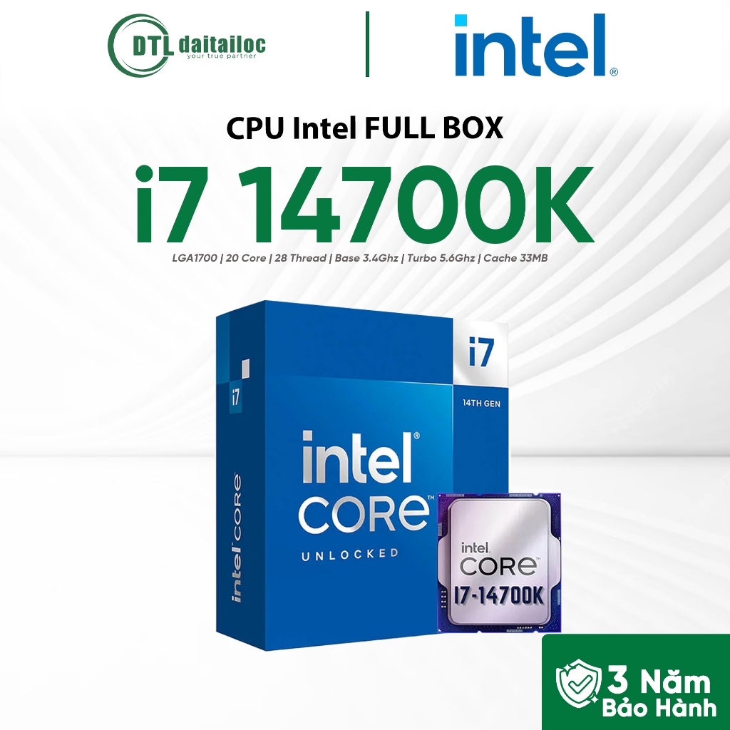 CPU Intel  i7 14700k Full Box Nhập Khẩu | Chính Hãng | Bảo Hành 36 Tháng
