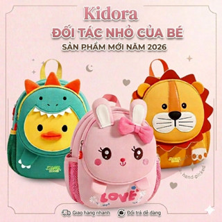 Balo cho bé trai bé gái đi học mẫu giáo mầm non KIDORA Balo trẻ em hình thú đáng yêu,siêu nhẹ 300gram,từ 2 đến 5 tuổi