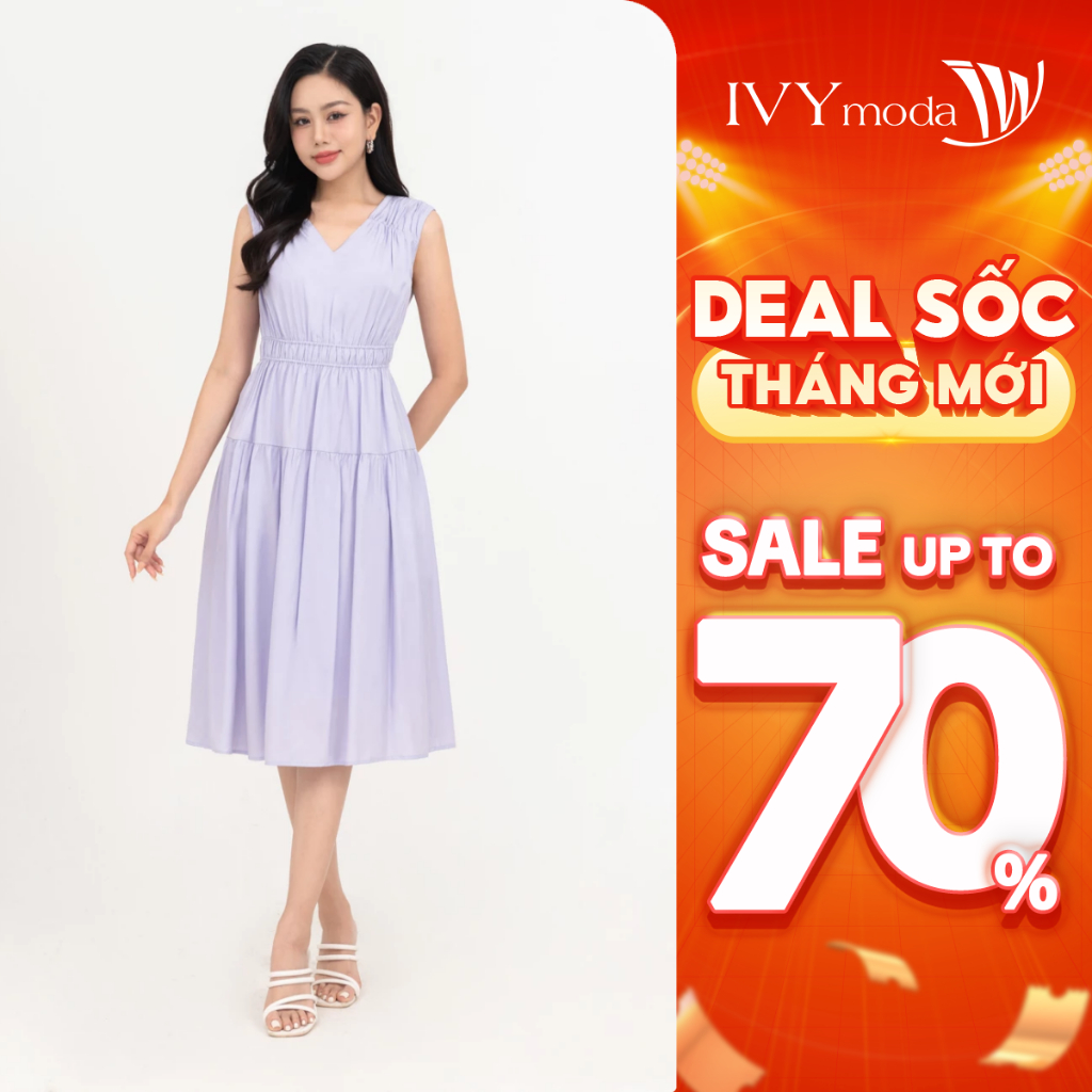 Đầm lụa xòe dạo phố nữ IVY moda MS 41M8394