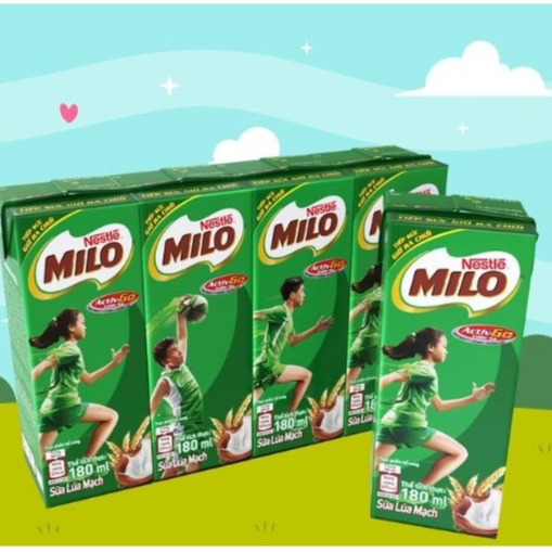[VỈ 4 HỘP] Sữa lúa mạch có đường Milo 180ml x 4 hộp.