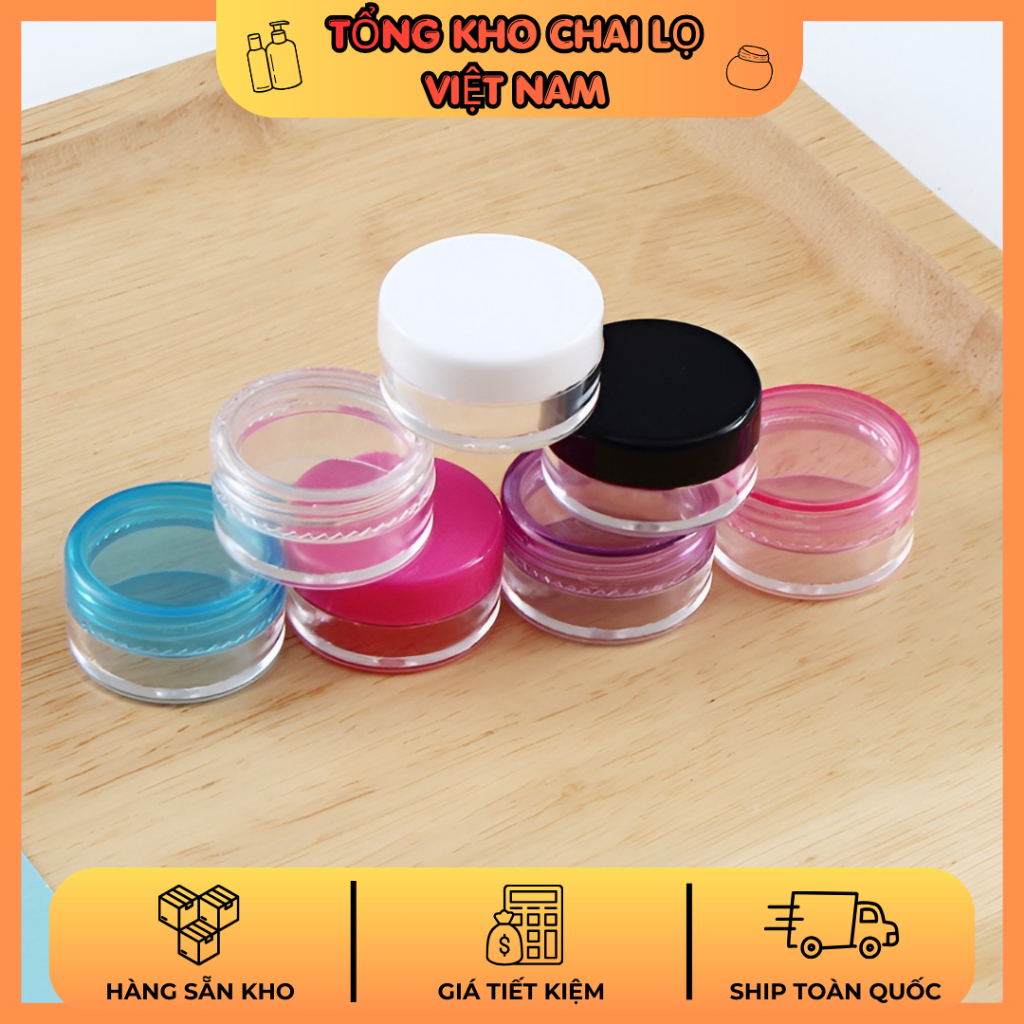 Hũ Nhựa Trong Suốt Cao Cấp Đựng Mẫu Thử 3g/ 5g/ 10g/ 20g/ 30g/ 50g Chiết Mỹ Phẩm