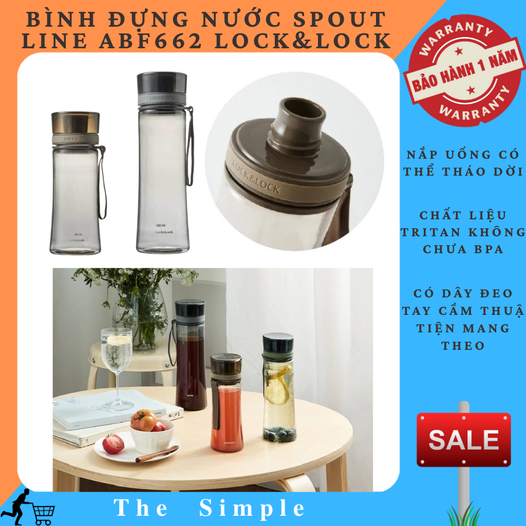 Bình Đựng Nước Spout Line ABF662 Lock&Lock, chất liệu an toàn, thiết kế nhỏ gọn dễ dàng mang đi