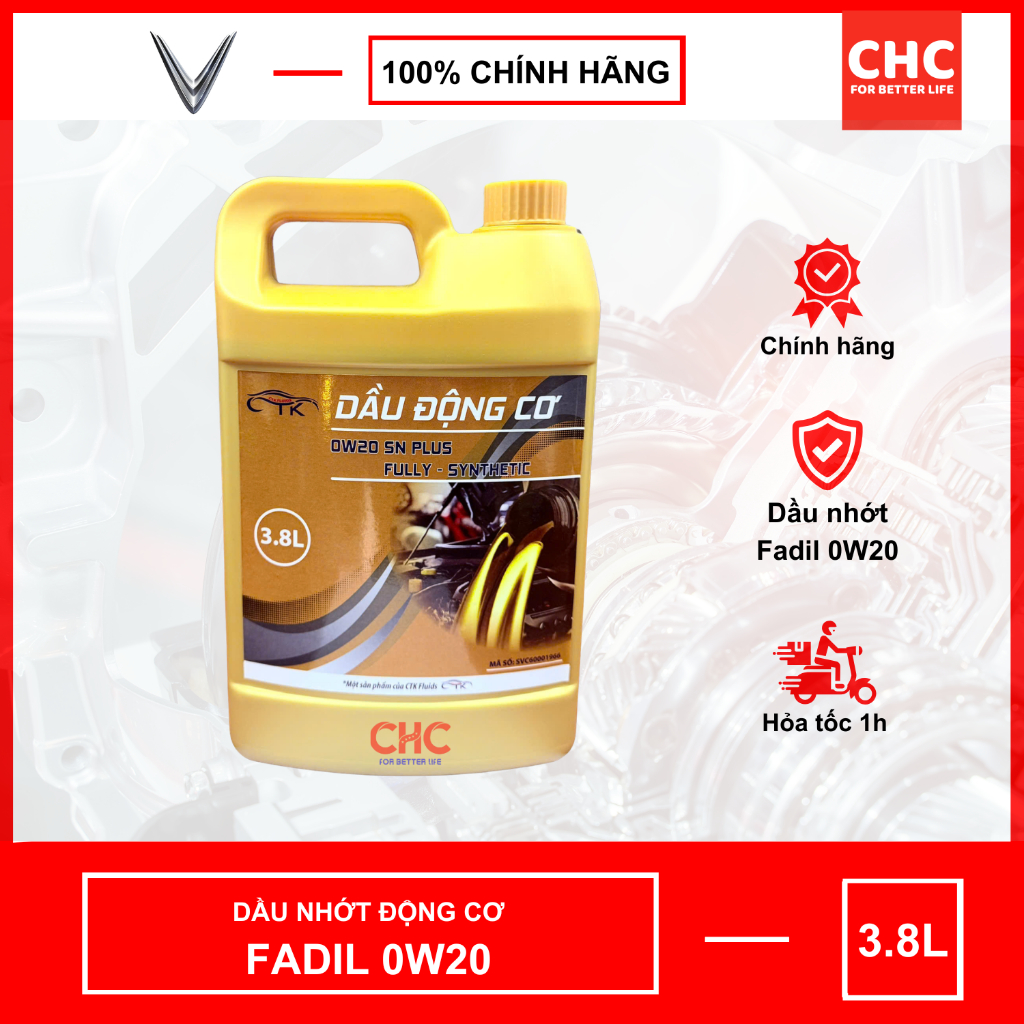 Dầu nhớt Fadil 0W20, dầu chính hãng Vinfast Fadil 0W-20 (Dung tích 3.8 Lít)