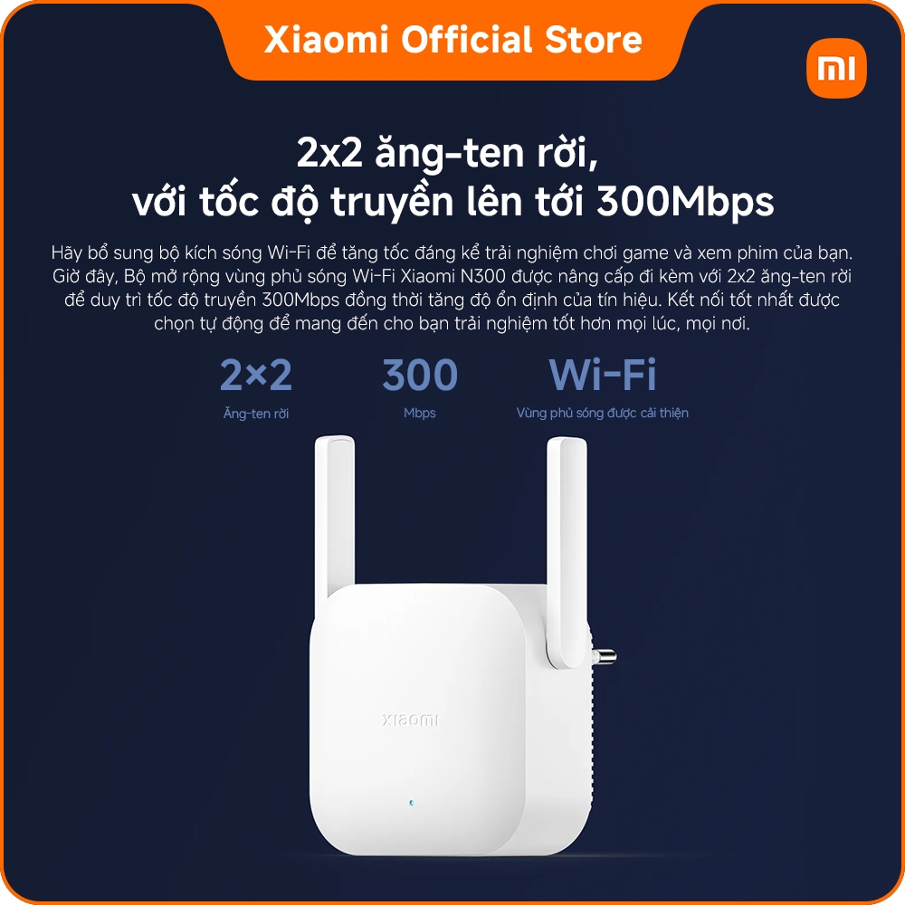 Xiaomi WiFi Range Extender N300 | 2x2 Ăng-ten rời | Thiết lập dễ dàng | 300Mbps | BigBuy360 - bigbuy360.vn