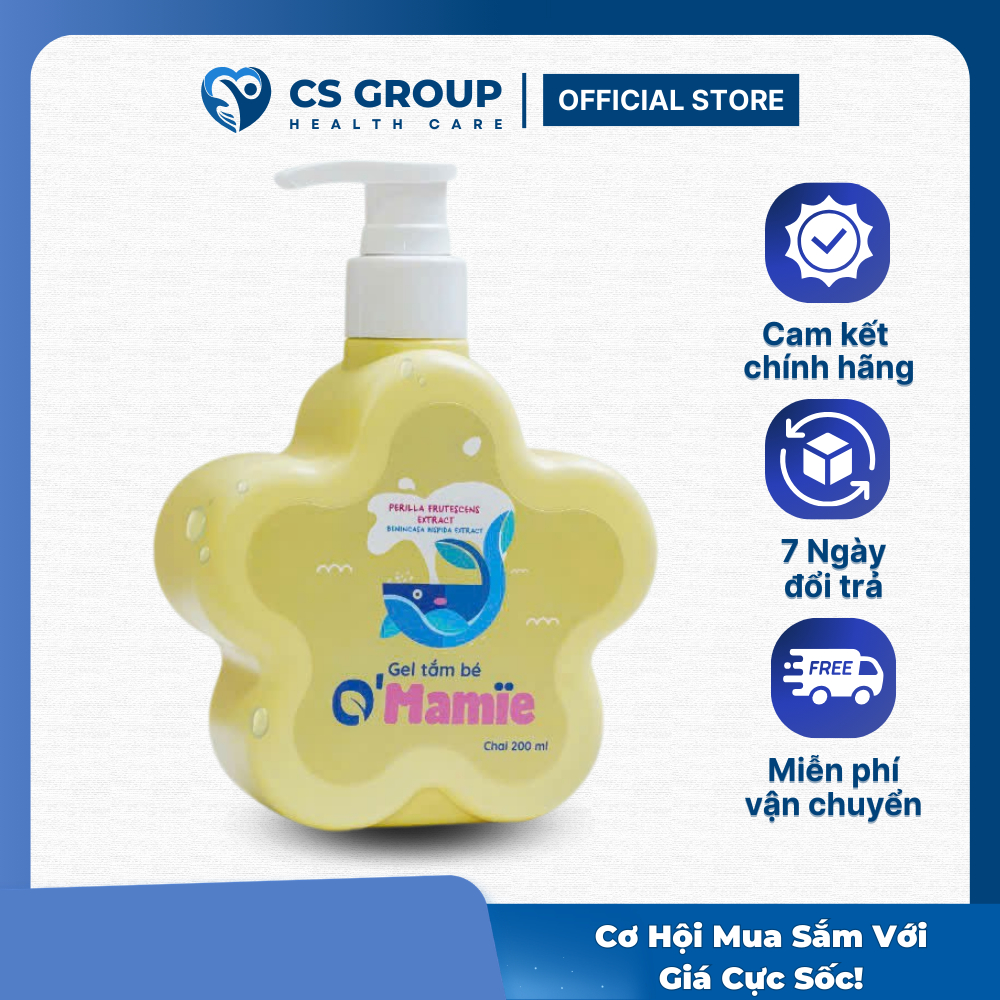 Sữa Tắm Gội Toàn Thân Cho Bé Sơ Sinh O'MAMIE chai 200ml HCS