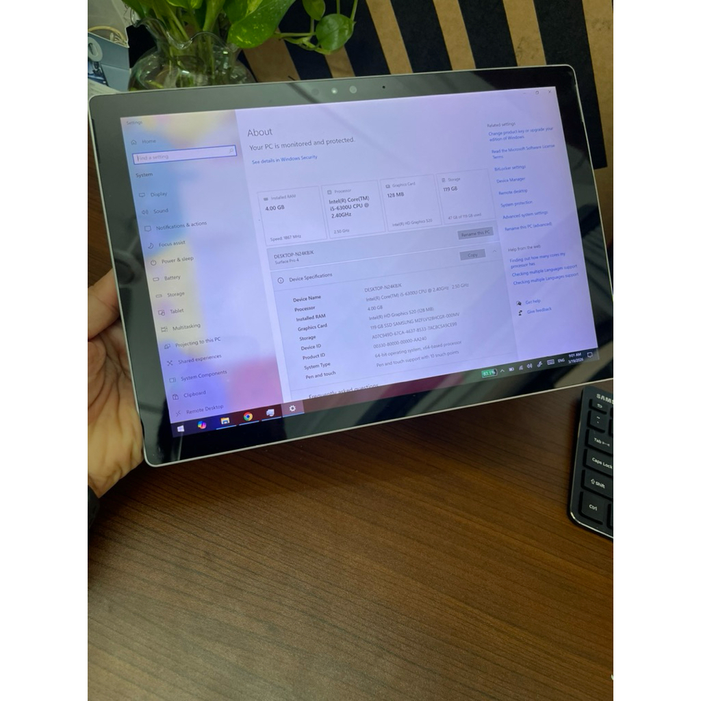 Surface Pro 4 Core i5 6300U Ram 4GB Ssd 128GB body, thanh lý ae thợ, hình thật video