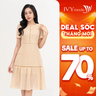 Đầm lụa ôm dáng xòe nữ IVY moda MS 48M8290