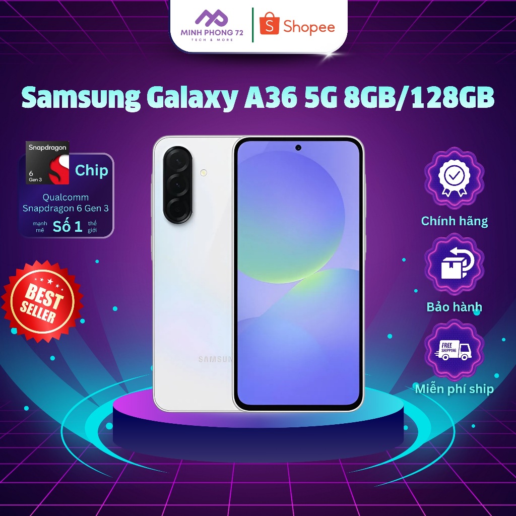 Samsung Galaxy A36 5G 8GB/128GB – Smartphone Hiệu Năng Mạnh, Kết Nối 5G, Mới 100% Chính Hãng