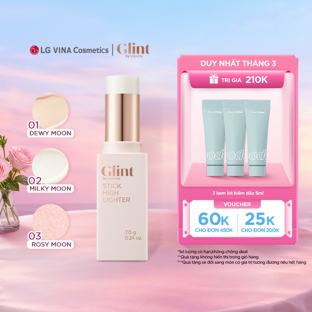 [LG Makeup VN] Nhũ bắt sáng highlight Glint dạng thỏi 7g chứa bột ngọc trai, tiện lợi, dưỡng ẩm da