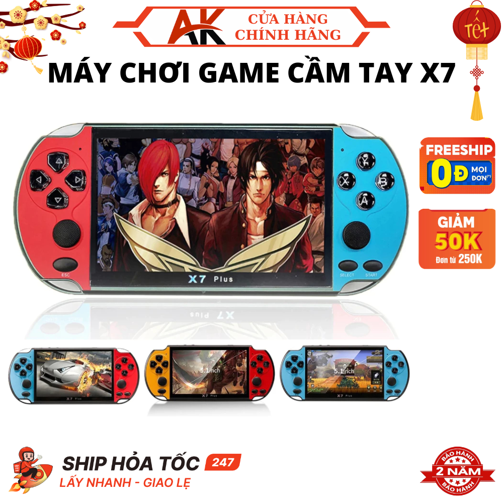 Máy Chơi Game Cầm Tay X7 Màn Hình 4.3 Inch Hỗ Trợ Chơi Game, Nghe Nhạc, Giải Trí, Bảo Hành 2 Năm