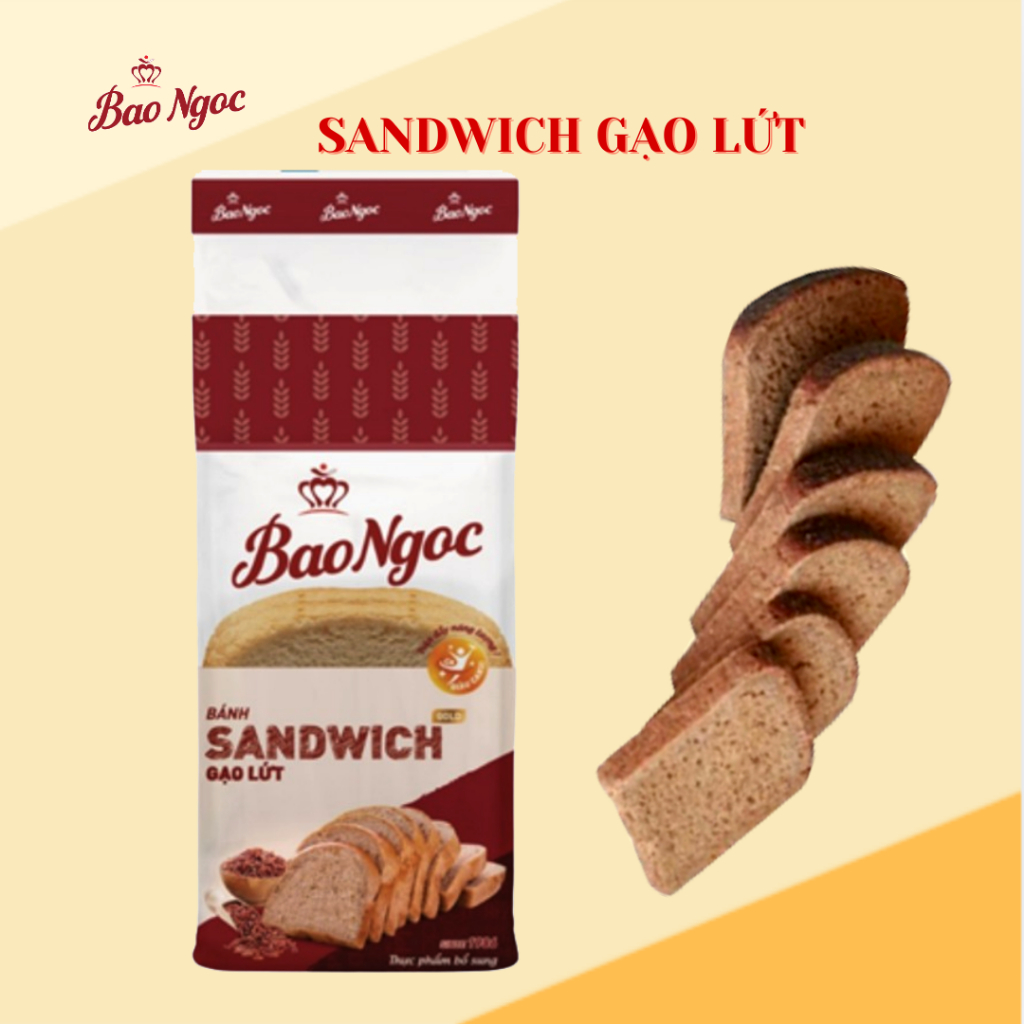 [1-5 Túi] Bánh sandwich gạo lứt Bảo Ngọc healthy dành cho người giảm cân, eat clean, tập gym (215g)