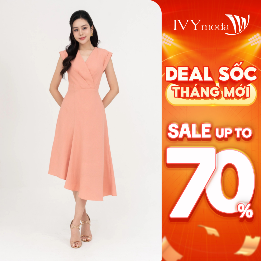 Peach Dress - Đầm cổ V đuôi cá nữ IVY moda MS 48B9673