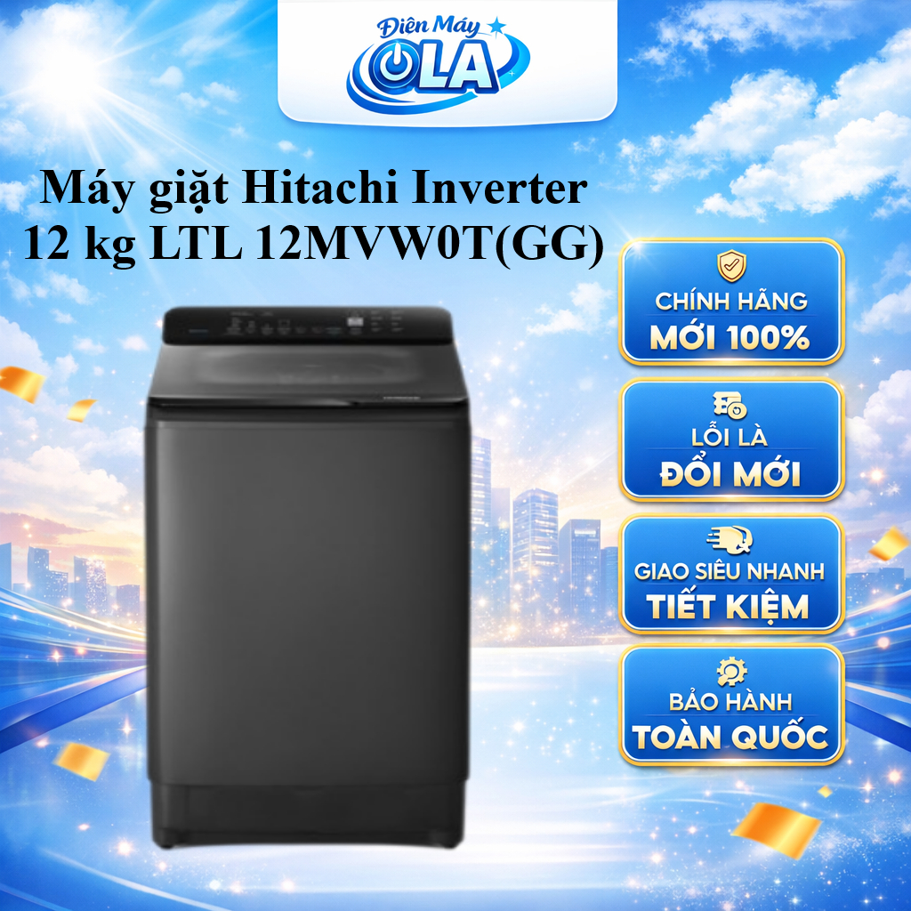Máy giặt Hitachi Inverter 12 kg LTL 12MVW0T(GG) - GIAO TOÀN QUỐC