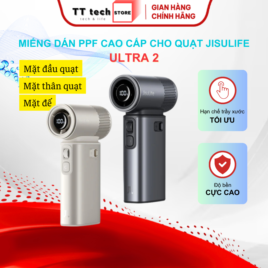 Miếng dán PPF cho quạt cầm tay Jisulife Ultra 2 hạn chế trầy xước, bảo vệ tối ưu cho thiết bị
