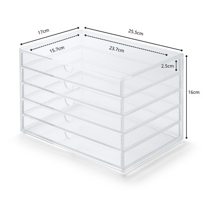 Muji Hộp Mica 5 Hộc Kéo Đựng Phụ Kiện/ Mỹ Phẩm - L 25,5x17x16cm