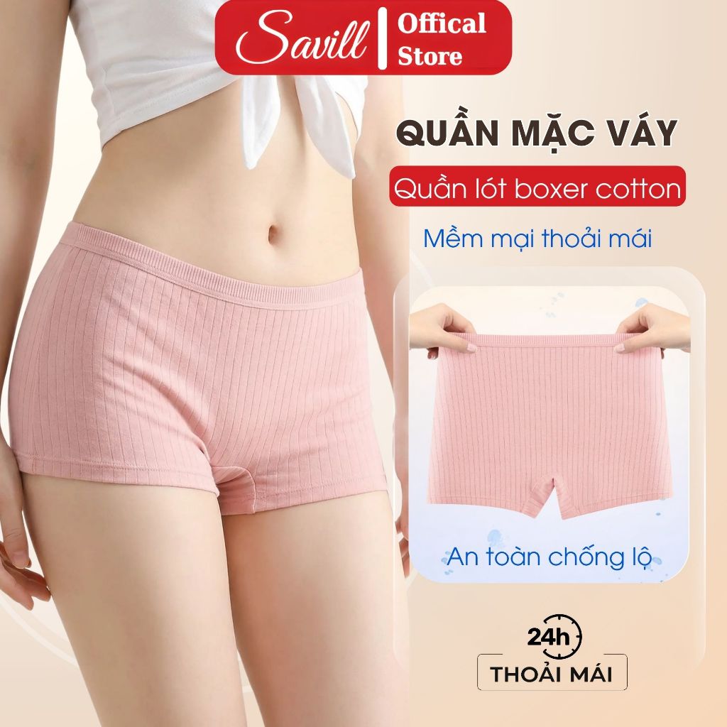 [ BST 2026 ] Quần lót nữ dáng boxer cotton mềm mại, Quần boxer nữ mặc váy chống lộ SAVILL V4116