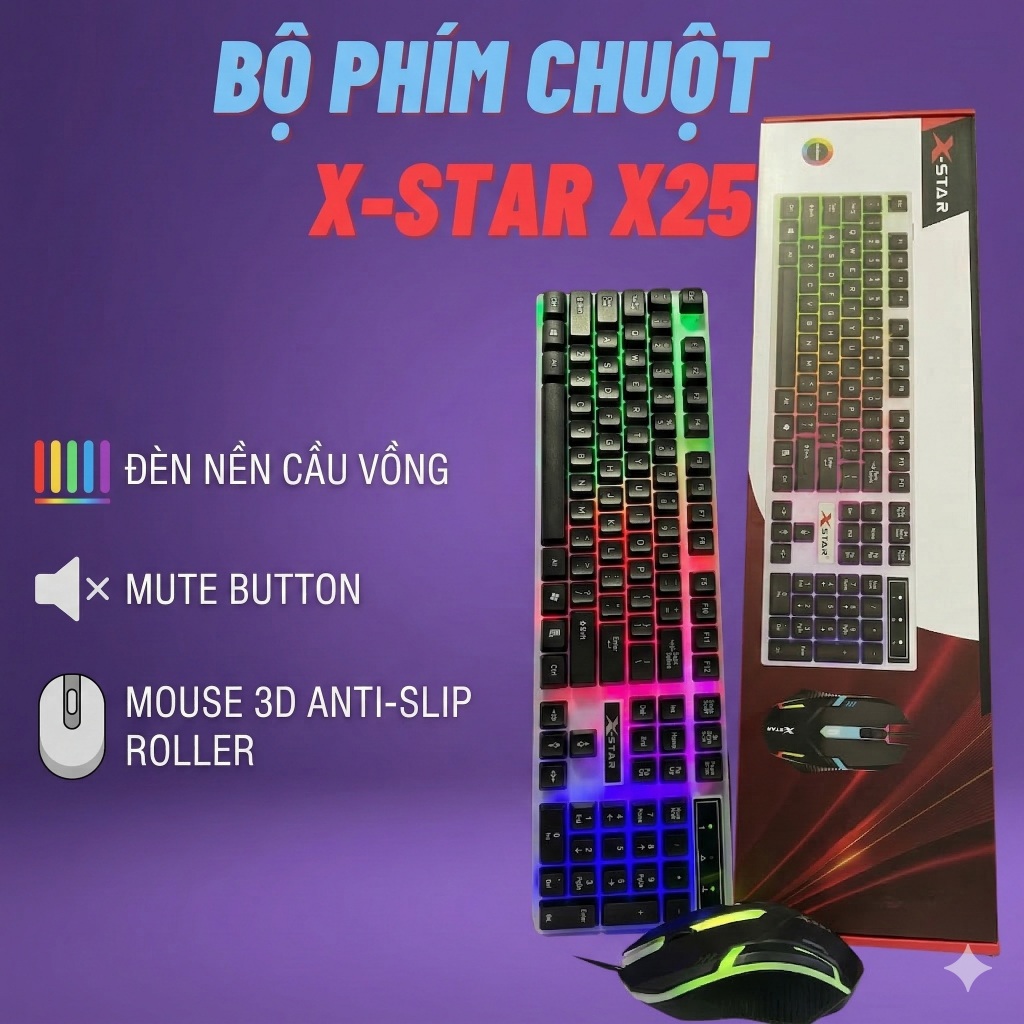 Bộ bàn phím chuột giả cơ XSTAR X25 Có LED