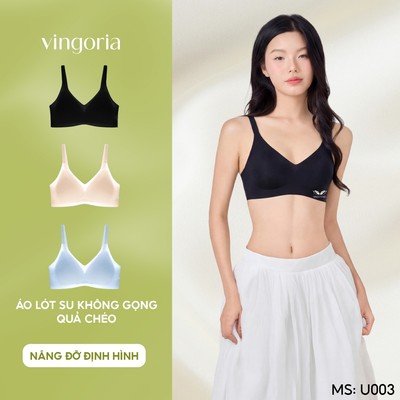 Áo lót su VINGO/VINGORIA mềm mịn không gọng quả chéo nâng đỡ định hình U003