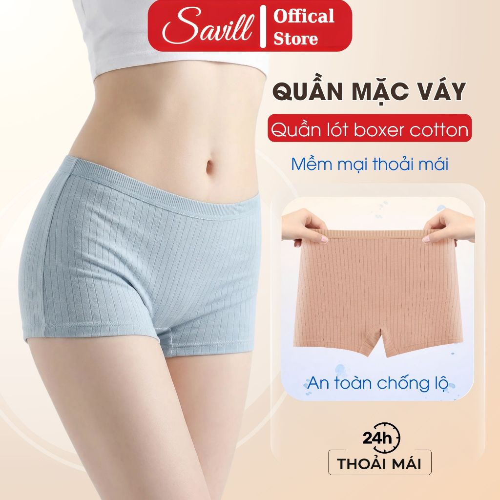 [ BST 2026 ] Quần lót nữ dáng boxer cotton mềm mại, Quần chíp đùi mặc váy chống lộ SAVILL V4116