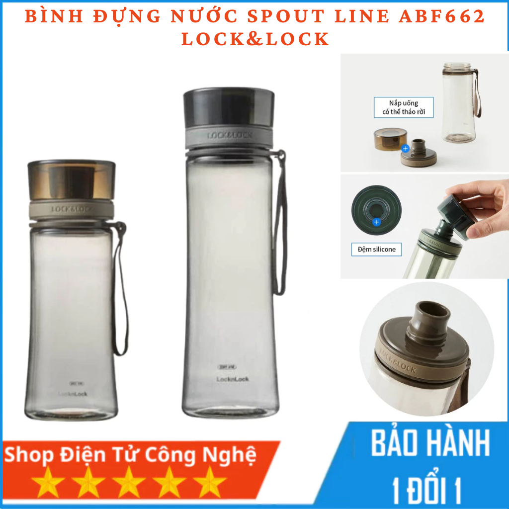 Bình Uống Nước Nhựa Spout Line ABF660 Lock&Lock, chất liệu nhựa Tritan, không BPA an toàn khi đựng n