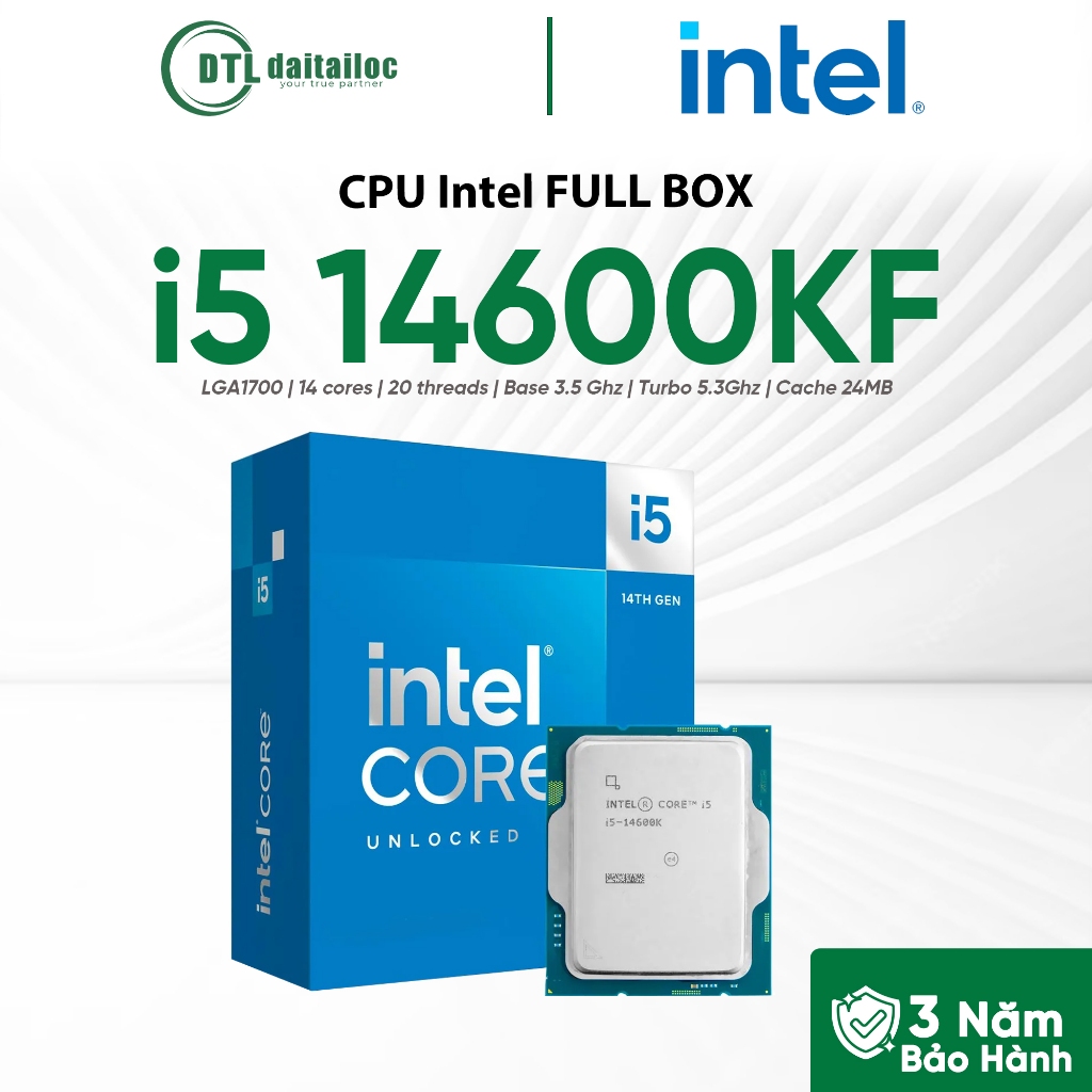 CPU i5 14600KF Full Box | Chính Hãng | Bảo Hành 36 Tháng