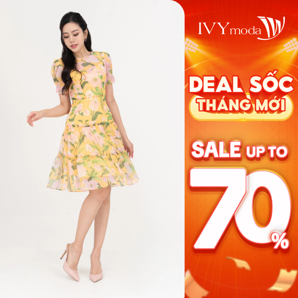 Đầm voan hoa dáng xòe nữ IVY moda MS 48M8652 | BigBuy360 - bigbuy360.vn