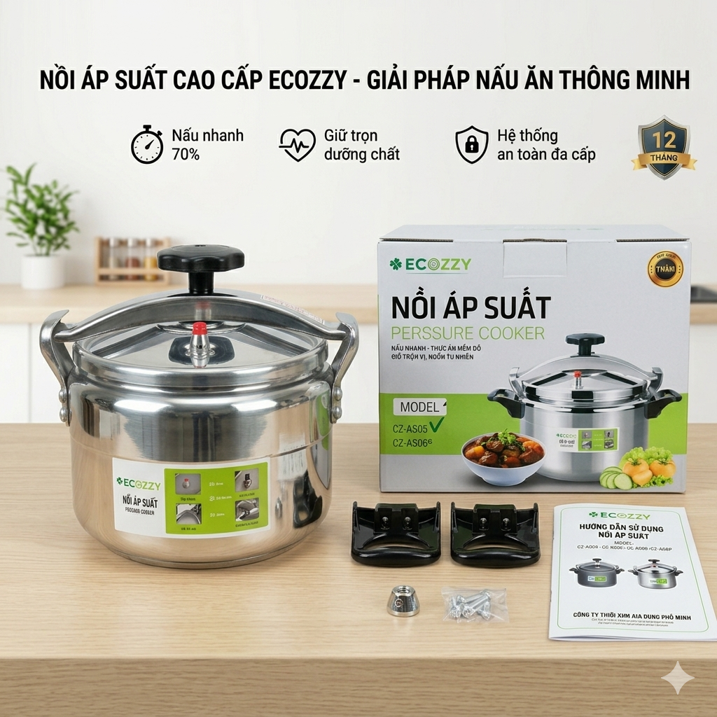 Nồi áp suất dung tích 5/7L nồi hầm chất liệu hợp kim nhôm dùng cho mọi loại bếp BH 12 tháng