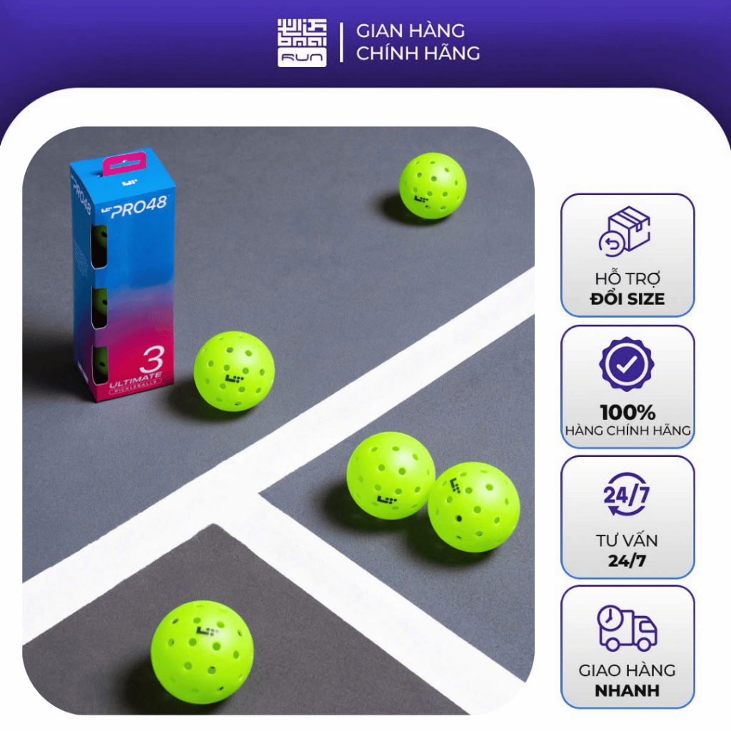 Bóng Pickleball LT Pro 48 Outdoor Hộp 3 Quả Độ Nảy Ổn Định Bền Bỉ