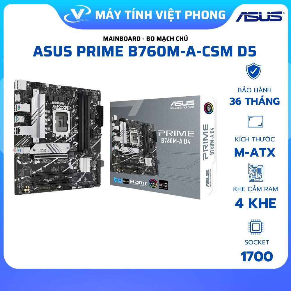 MAINBOARD ASUS PRIME B760M-A-CSM D5 - CHÍNH HÃNG BẢO HÀNH 3 NĂM