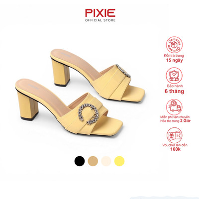 [XẢ KHO] Guốc Cao Gót 7cm Phối Khoá Chữ C Pixie H379