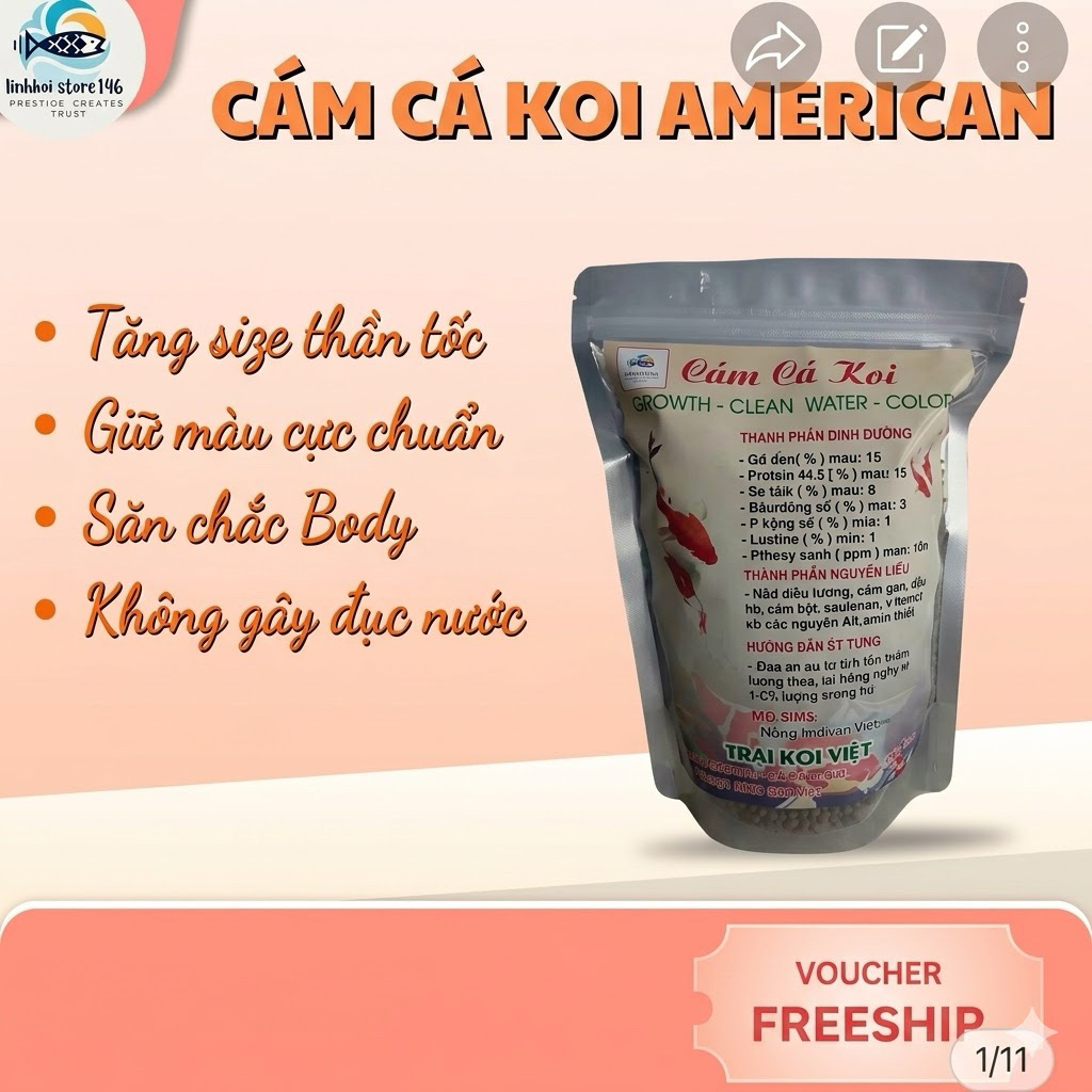 Cám cá Koi túi bạc công nghệ mỹ- tăng size-tăng màu 40% độ đạm