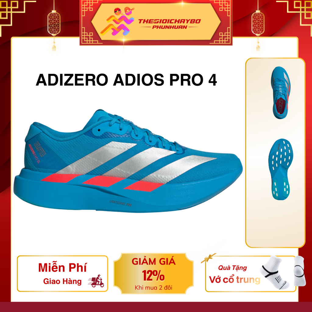 Giày Adidas Adizero Adios Pro 4 Chính Hãng - Giày Chạy Marathon Siêu Nhẹ Đệm Lightstrike Pro