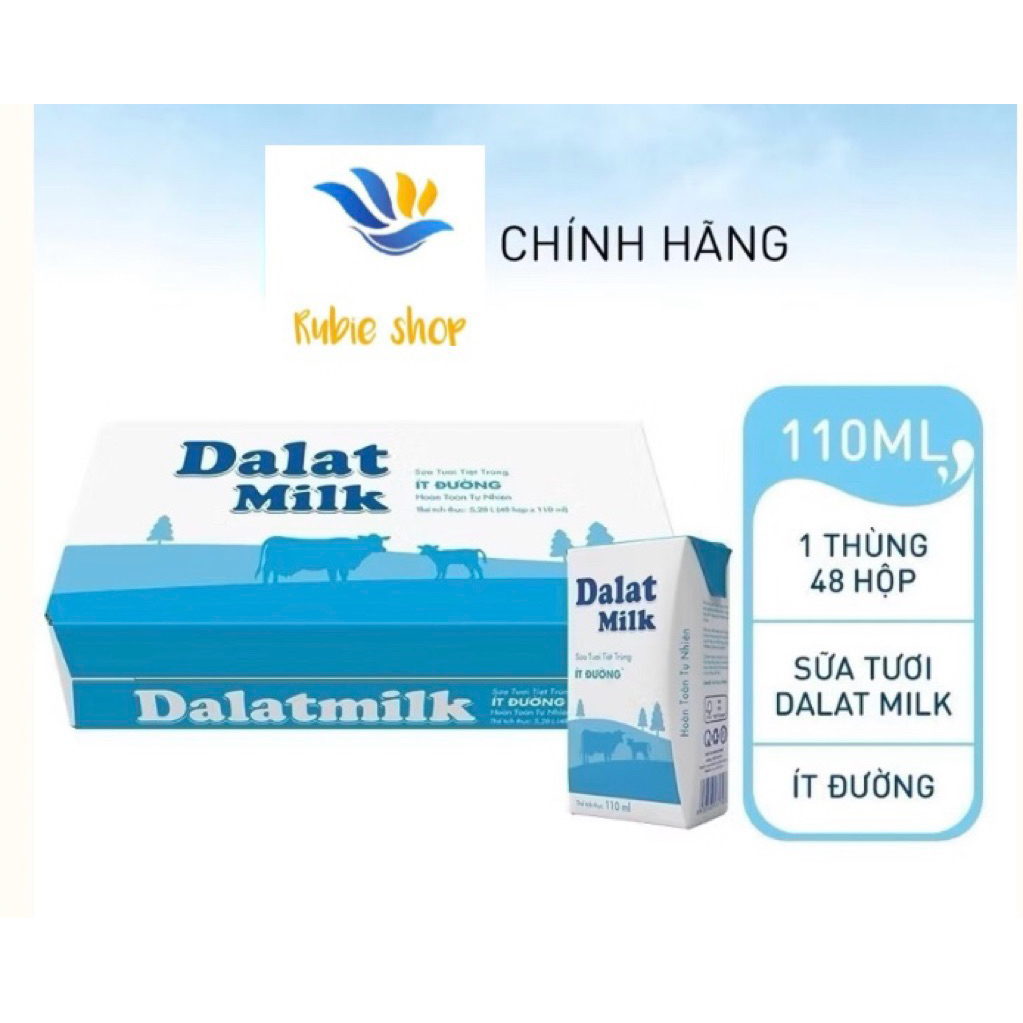 Sữa dalat milk thùng 48 hộp 110ml ít đường