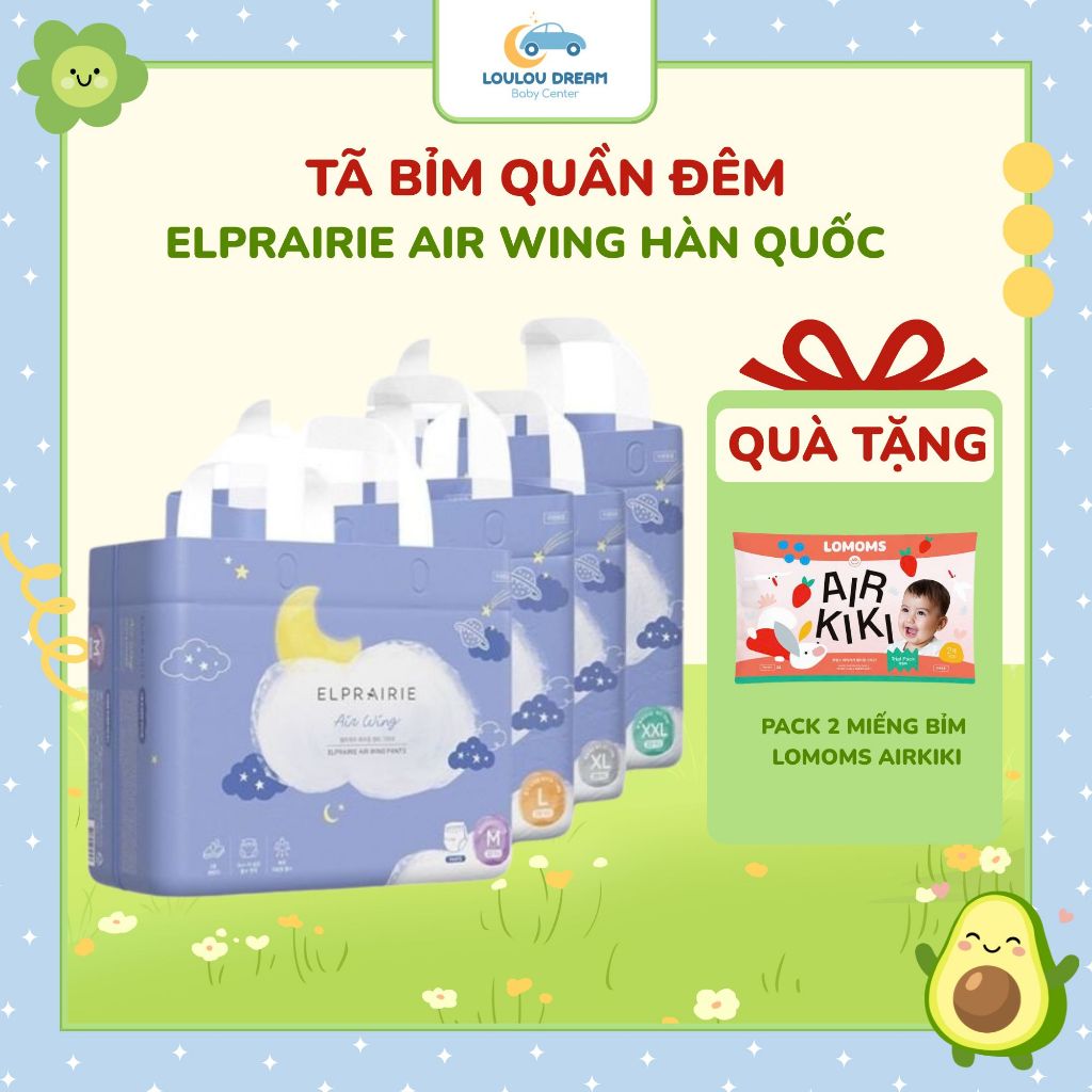 Tã bỉm quần đêm ELPRAIRIE AIR WING Hàn Quốc siêu mỏng thấm hút tốt chống tràn cho bé